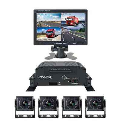 24Volt Vehicle Sd Hard Disk Recorder CCTV Mdvr Truck 7Inch 4Ch Display Monitor With Quad Side View 4Pcs AHD Camera System PZ615-AHD