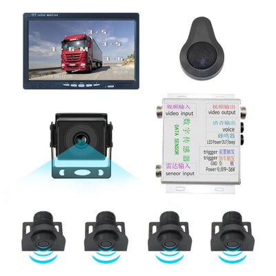 rear view backup camera with 7 inch monitor with 4pcs parking sensor system